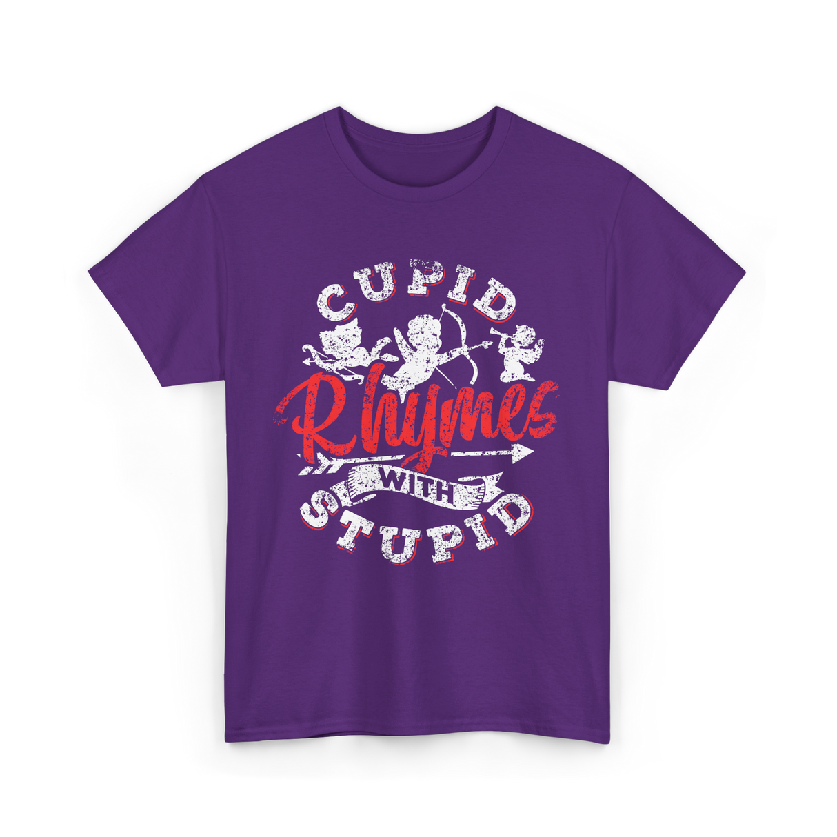 Cupid Rhymes With Stupid Valentine T-Shirt - Purple