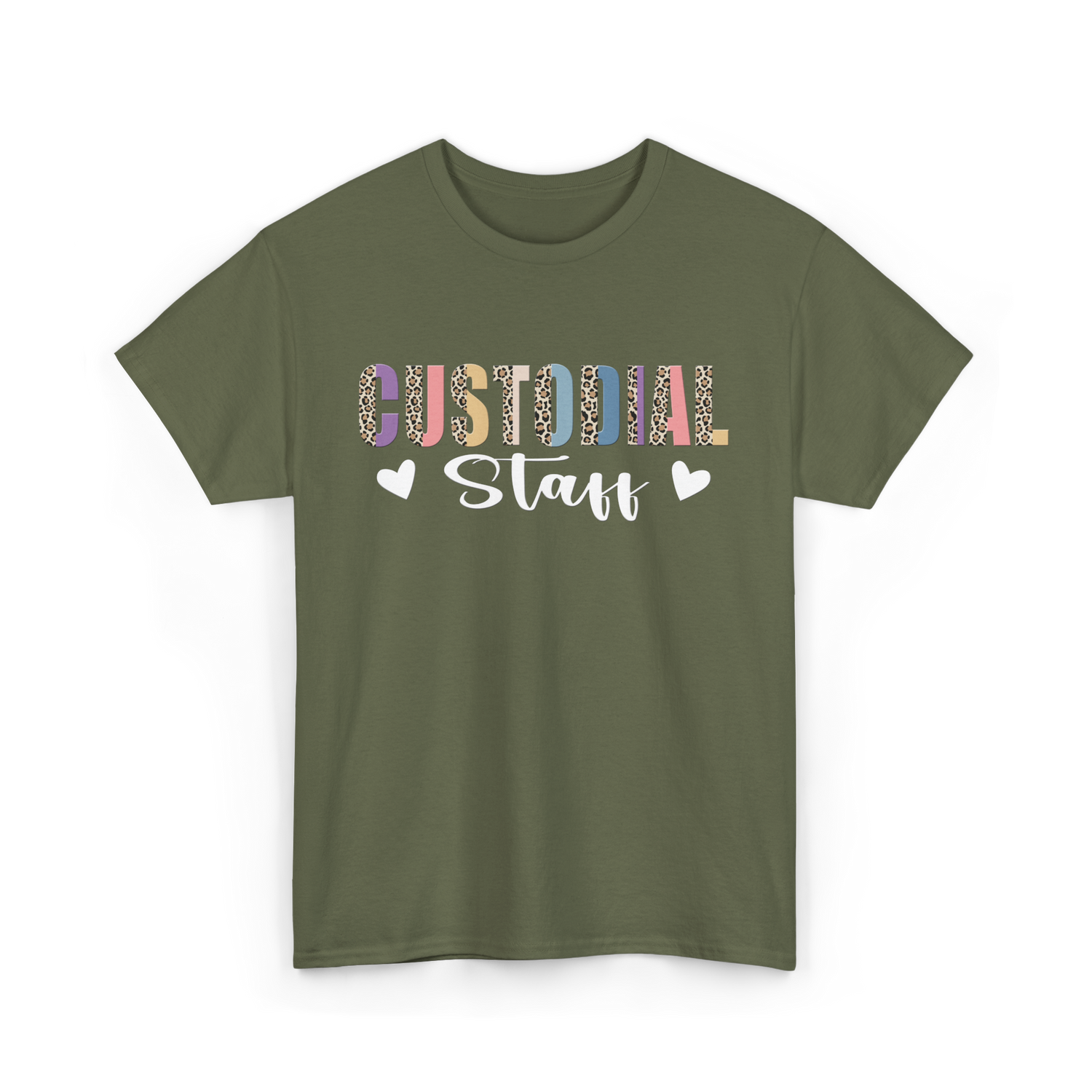 Custodial Staff Custodian Cleaning T-Shirt - Military Green