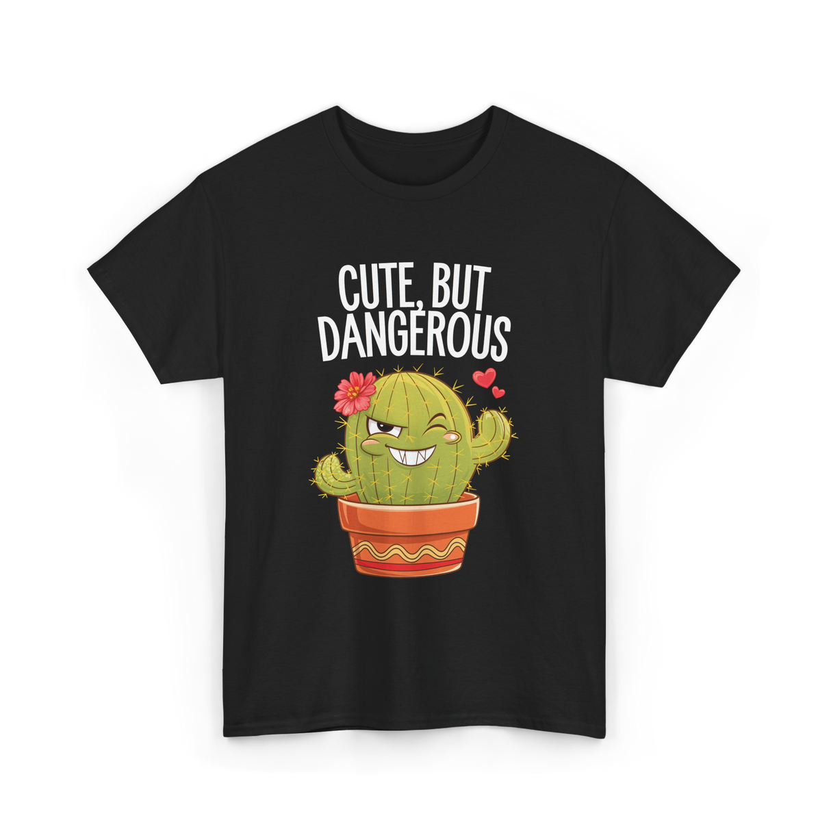 Cute But Dangerous Cactus T-Shirt - Black