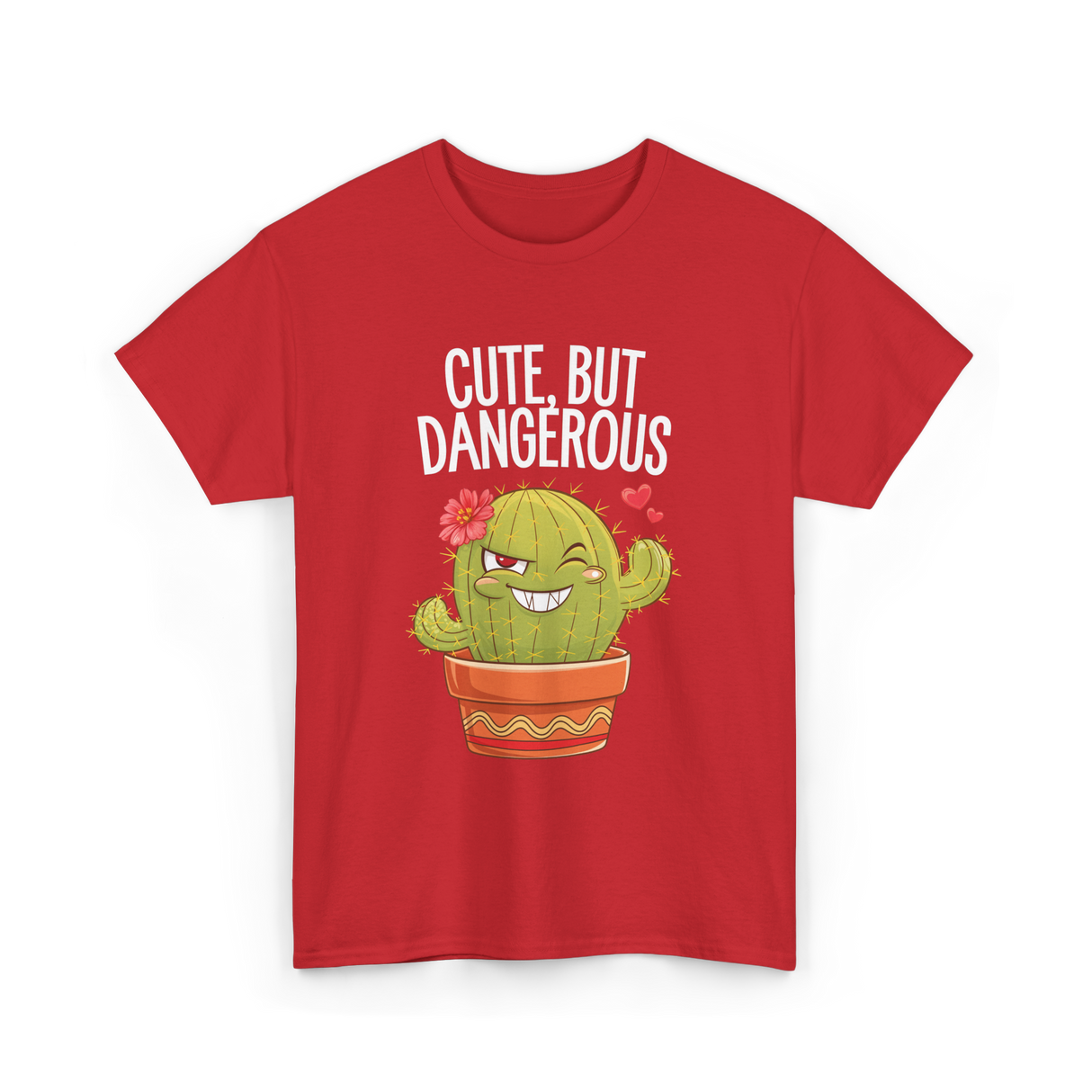 Cute But Dangerous Cactus T-Shirt - Red