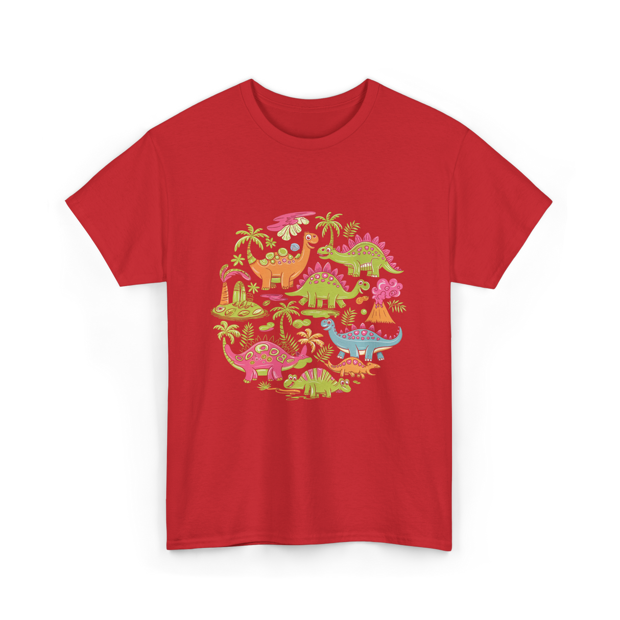 Cute Dinosaurs Dino Collection T-Shirt - Red