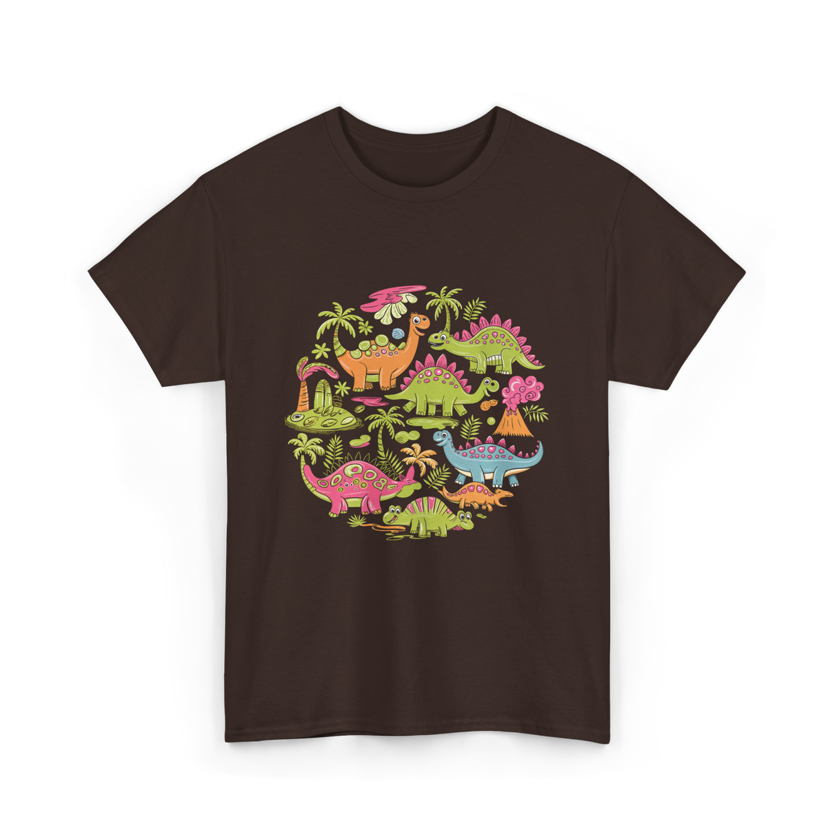 Cute Dinosaurs Dino Collection T-Shirt - Dark Chocolate