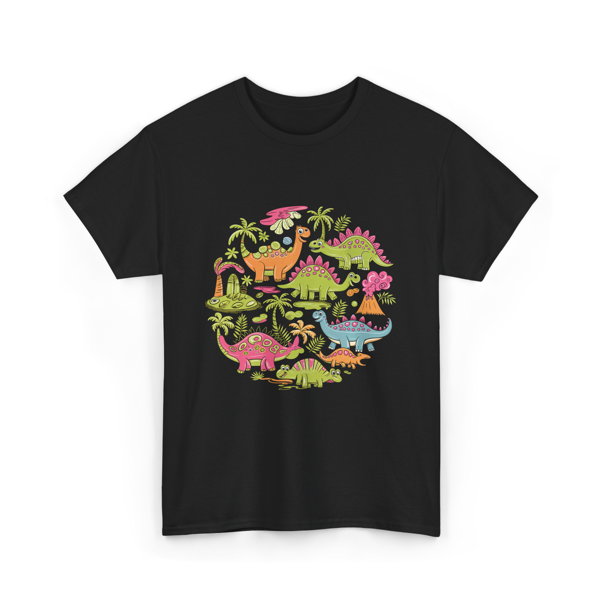Cute Dinosaurs Dino Collection T-Shirt - Black