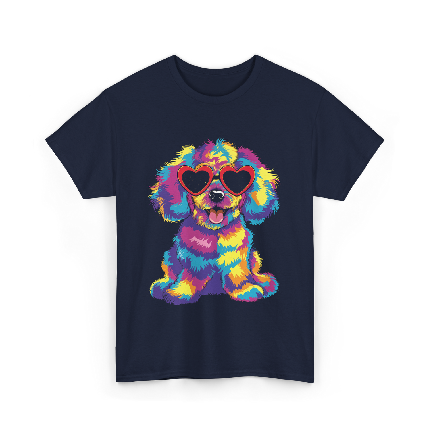 Cute Dog Wearing Glasses Dog T-Shirt - Navy