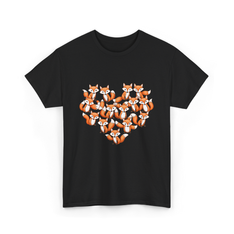 Cute Fox Heart Foxes T-Shirt - Black