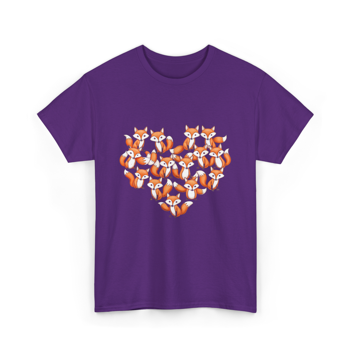 Cute Fox Heart Foxes T-Shirt - Purple