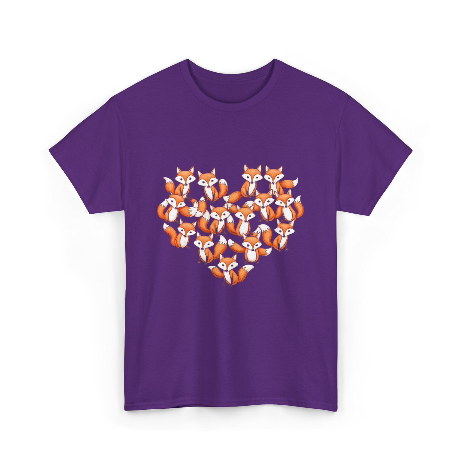 Cute Fox Heart Foxes T-Shirt - Purple