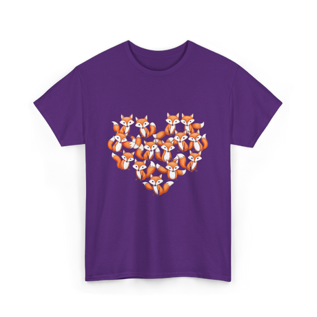 Cute Fox Heart Foxes T-Shirt - Purple