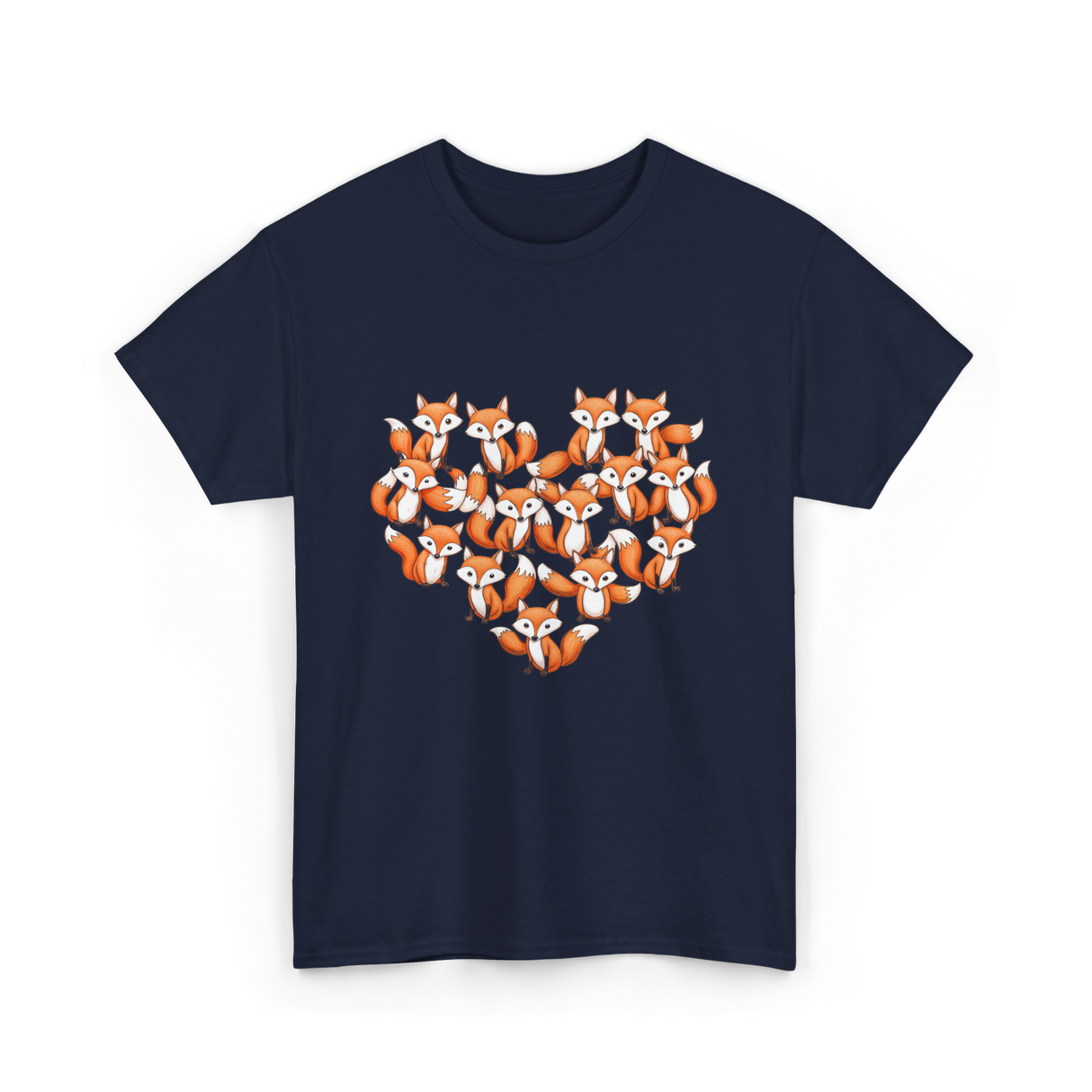 Cute Fox Heart Foxes T-Shirt - Navy
