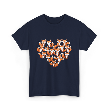 Cute Fox Heart Foxes T-Shirt - Navy