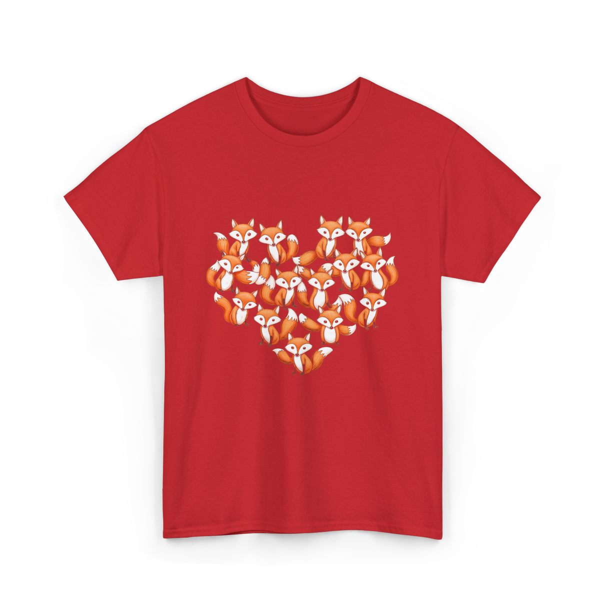 Cute Fox Heart Foxes T-Shirt - Red