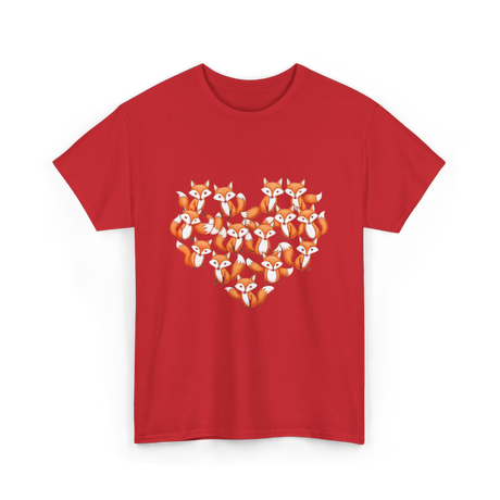 Cute Fox Heart Foxes T-Shirt - Red