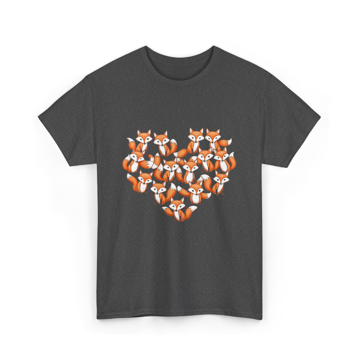 Cute Fox Heart Foxes T-Shirt - Dark Heather