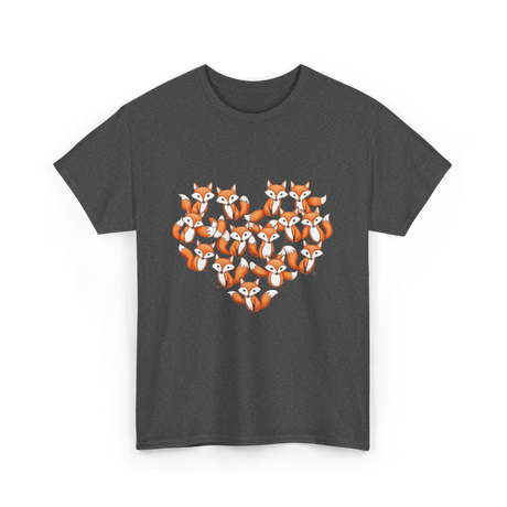 Cute Fox Heart Foxes T-Shirt - Dark Heather