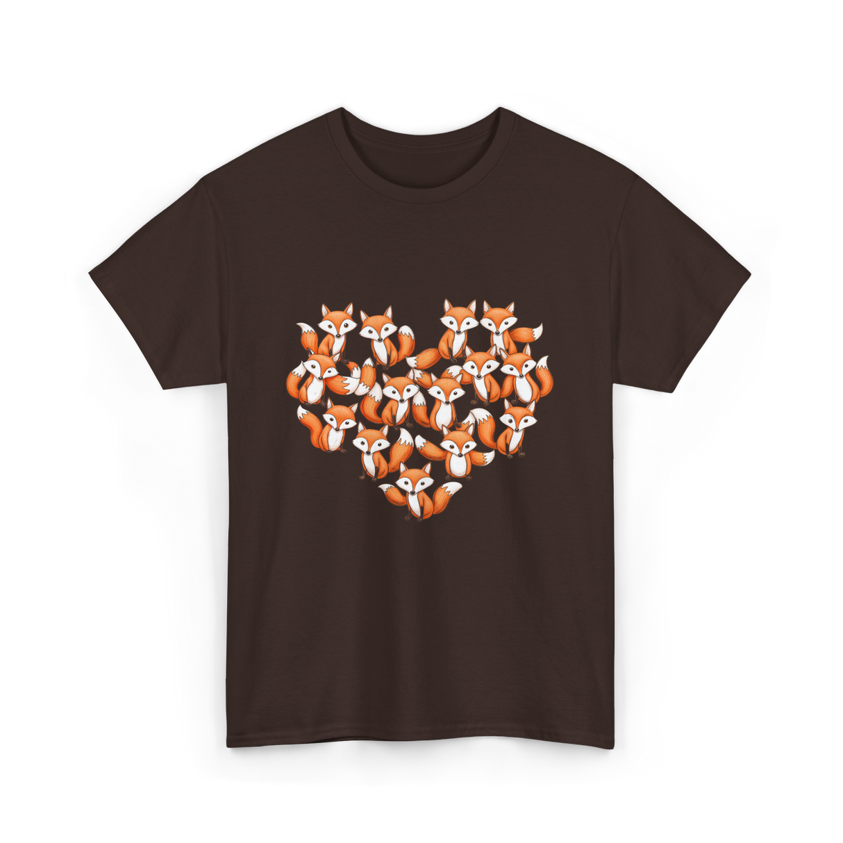 Cute Fox Heart Foxes T-Shirt - Dark Chocolate