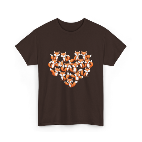 Cute Fox Heart Foxes T-Shirt - Dark Chocolate