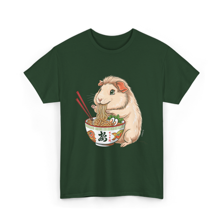 Cute Kawaii Capybara Noodles Anime T-Shirt - Forest Green