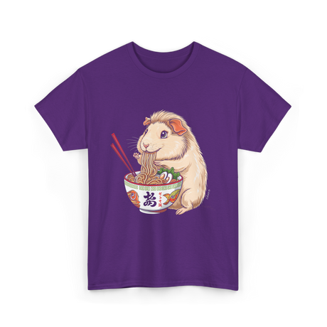 Cute Kawaii Capybara Noodles Anime T-Shirt - Purple
