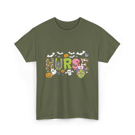 Cute Nurse Halloween Zombie Nurse T-Shirt - Military Green