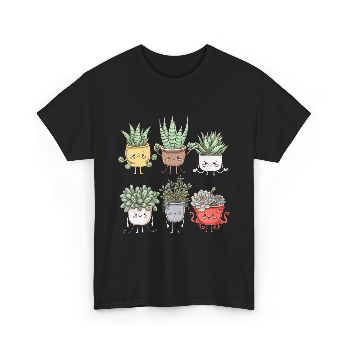 Cute Plant Friends Gardening Plants T-Shirt - Black
