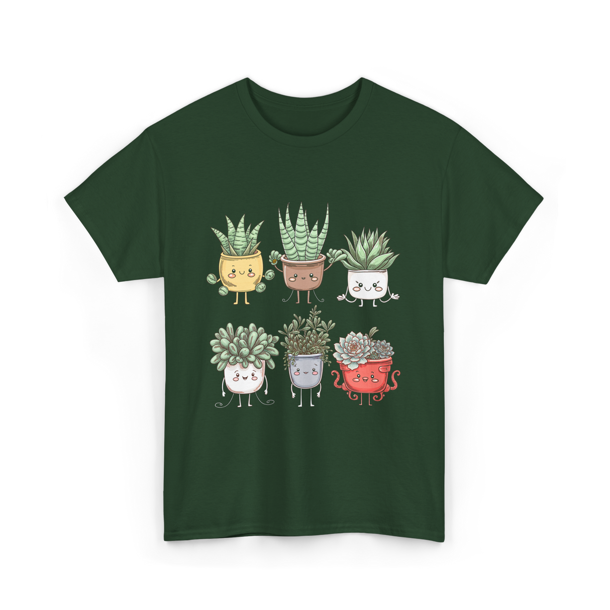 Cute Plant Friends Gardening Plants T-Shirt - Forest Green