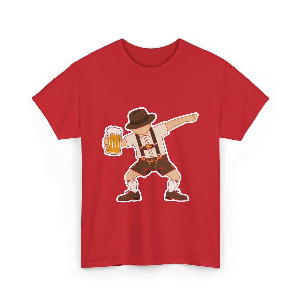 Dabbing German Man Oktoberfest Beer T-Shirt - Red