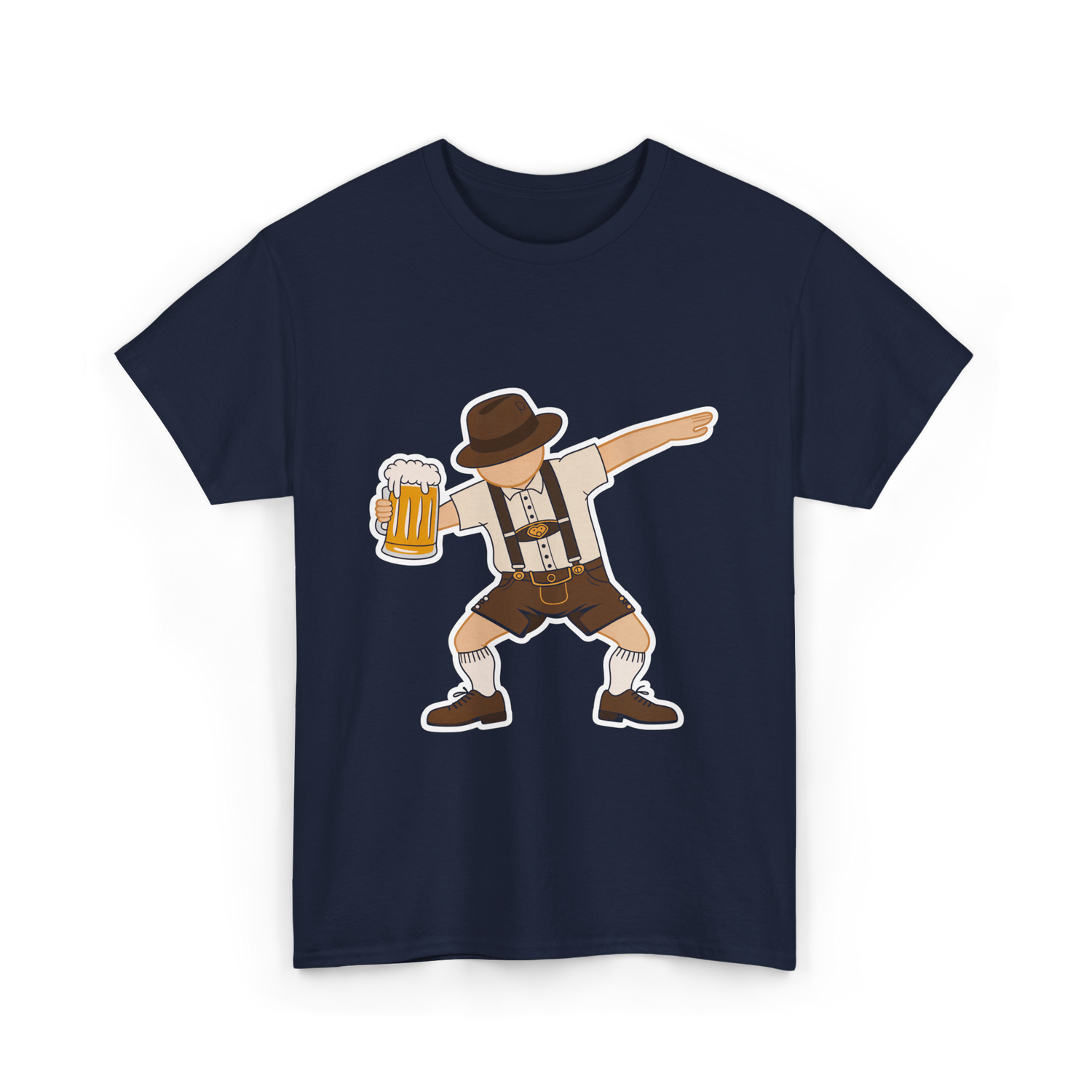 Dabbing German Man Oktoberfest Beer T-Shirt - Navy