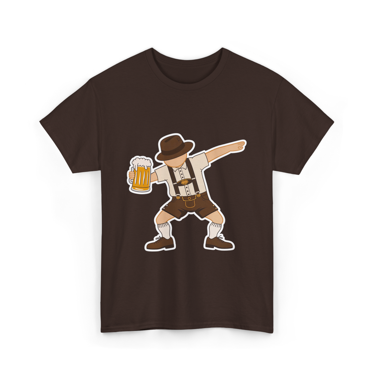 Dabbing German Man Oktoberfest Beer T-Shirt - Dark Chocolate