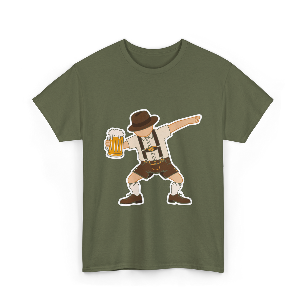 Dabbing German Man Oktoberfest Beer T-Shirt - Military Green