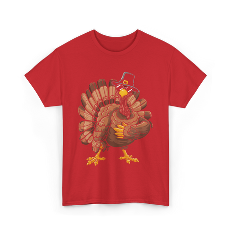 Dabbing Turkey Thanksgiving Turkey T-Shirt - Red
