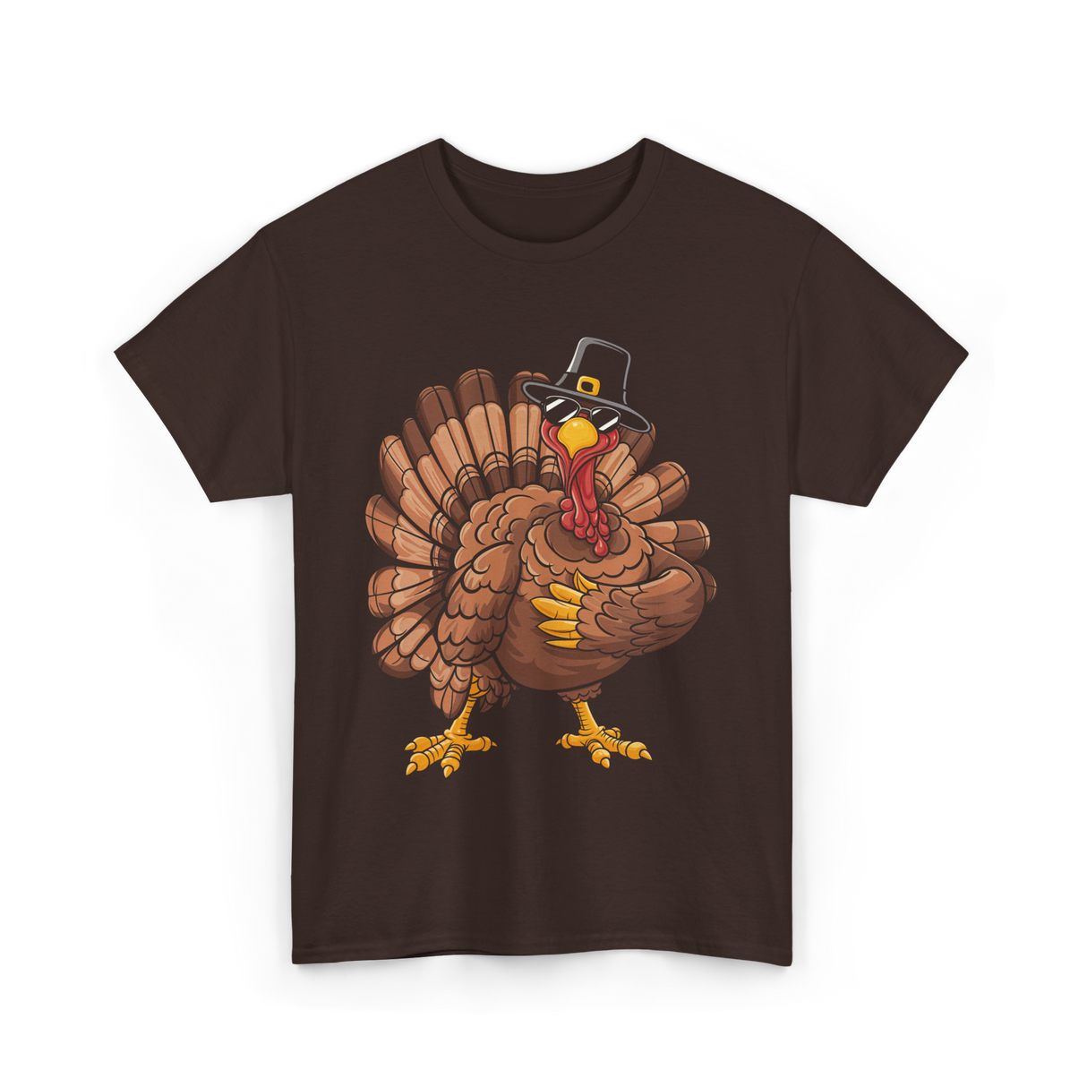 Dabbing Turkey Thanksgiving Turkey T-Shirt - Dark Chocolate