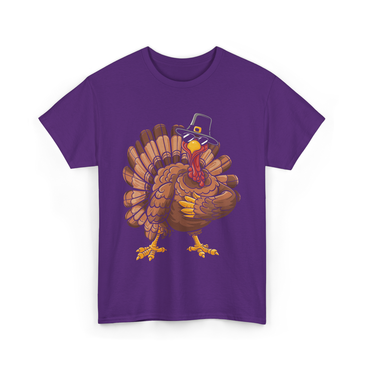 Dabbing Turkey Thanksgiving Turkey T-Shirt - Purple
