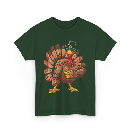 Dabbing Turkey Thanksgiving Turkey T-Shirt - Forest Green