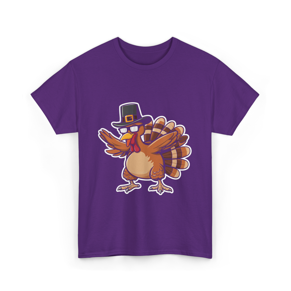 Dabbing Turkey Thanksgiving Turkey T-Shirt - Purple