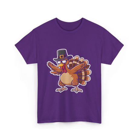 Dabbing Turkey Thanksgiving Turkey T-Shirt - Purple