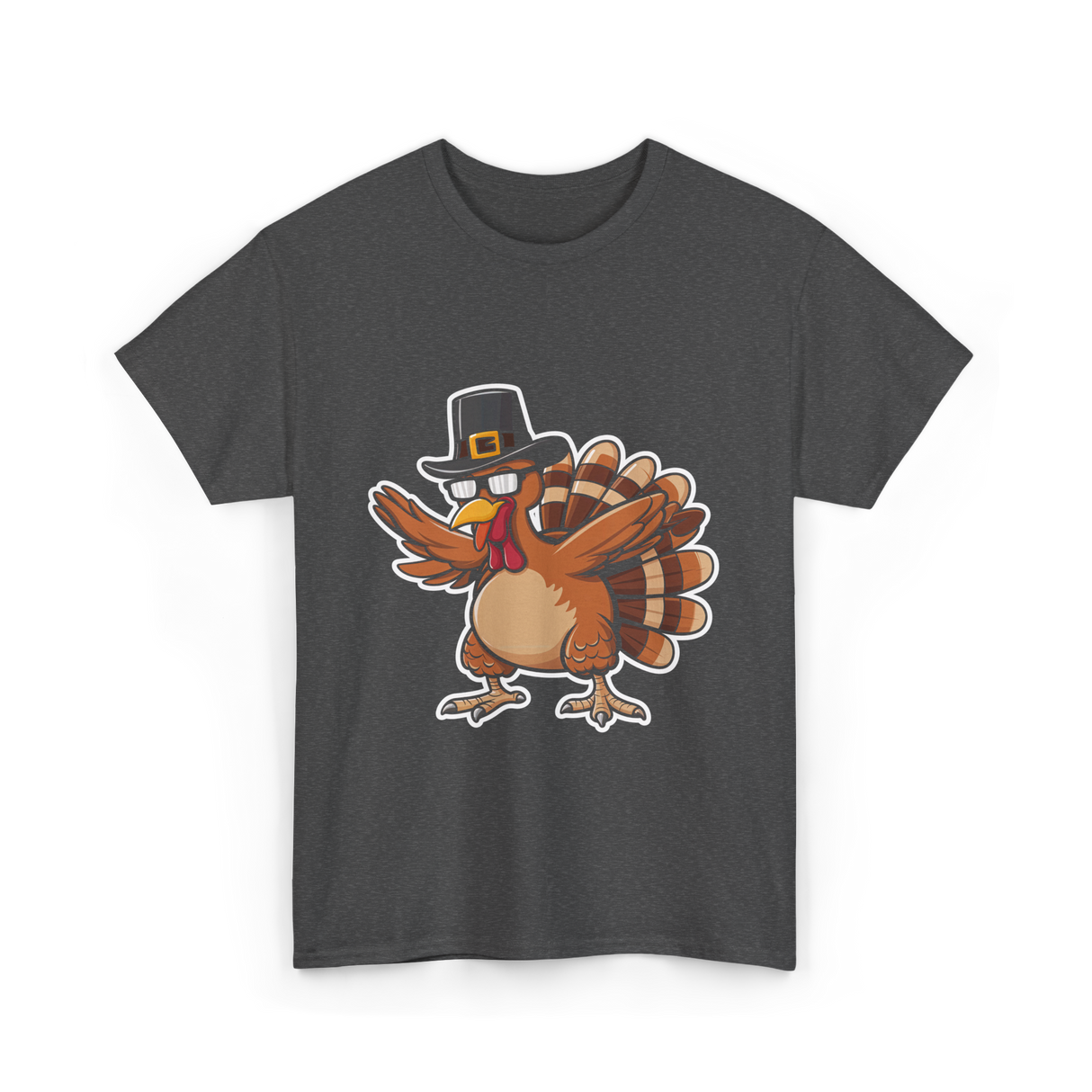 Dabbing Turkey Thanksgiving Turkey T-Shirt - Dark Heather