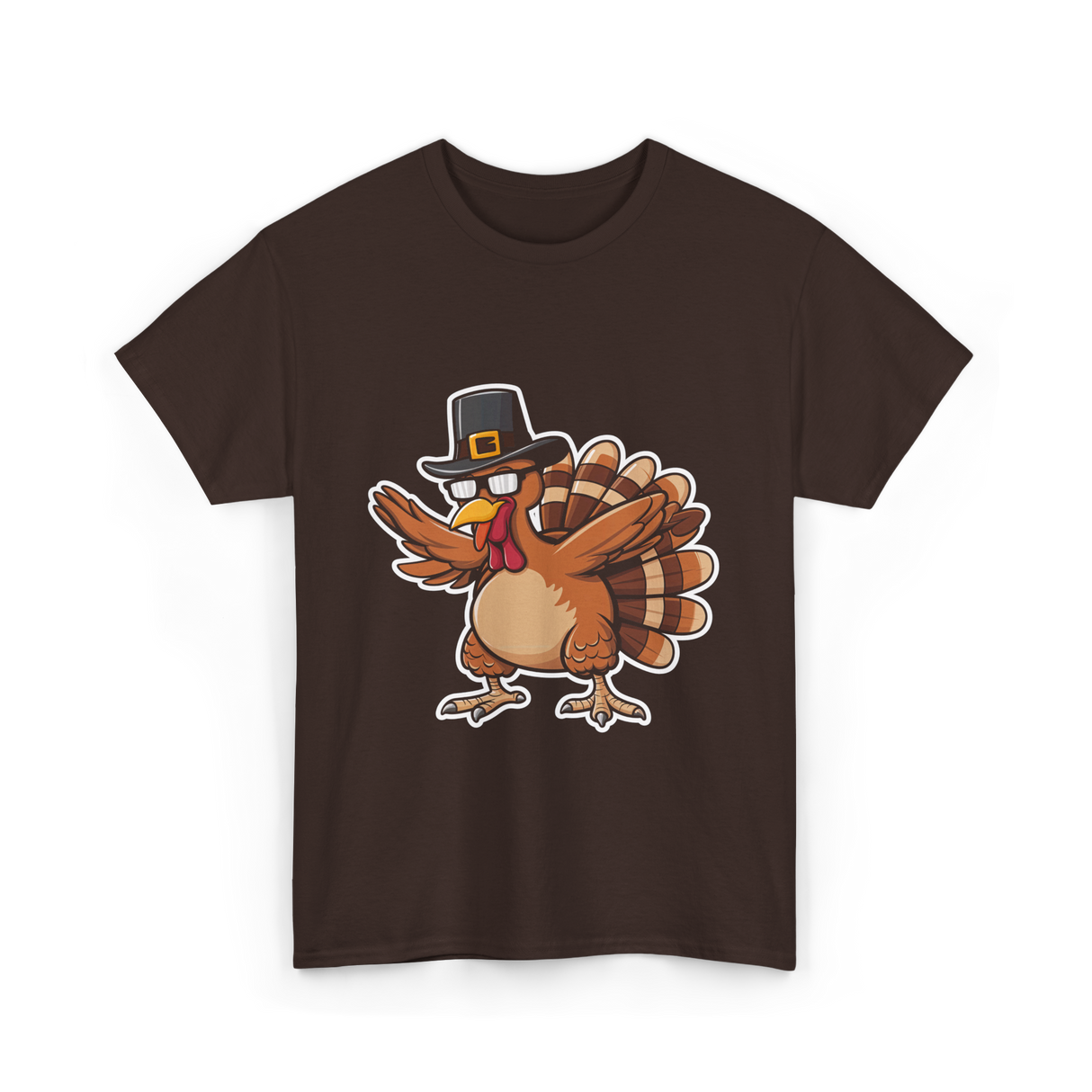 Dabbing Turkey Thanksgiving Turkey T-Shirt - Dark Chocolate