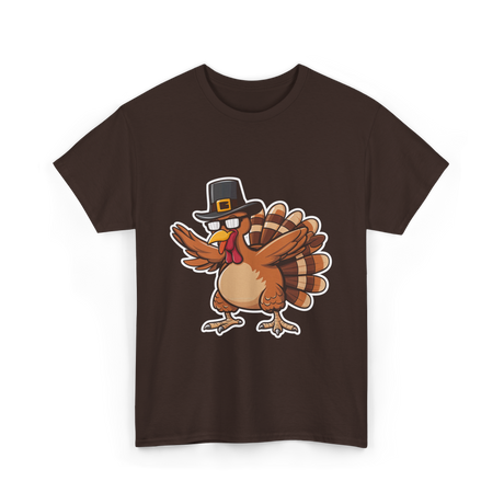Dabbing Turkey Thanksgiving Turkey T-Shirt - Dark Chocolate