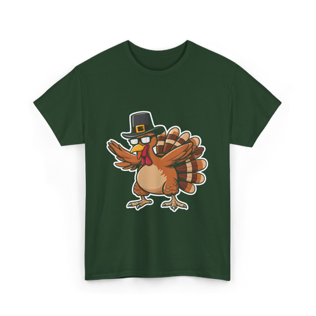 Dabbing Turkey Thanksgiving Turkey T-Shirt - Forest Green