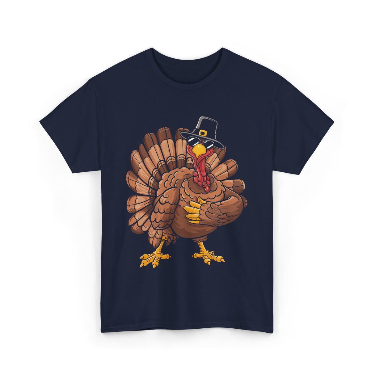 Dabbing Turkey Thanksgiving Turkey T-Shirt - Navy