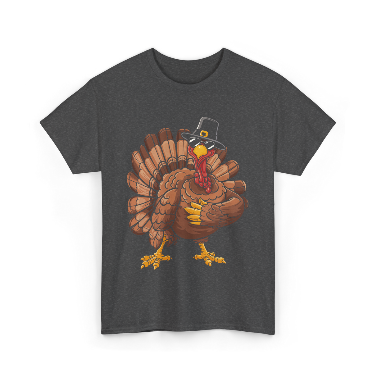 Dabbing Turkey Thanksgiving Turkey T-Shirt - Dark Heather