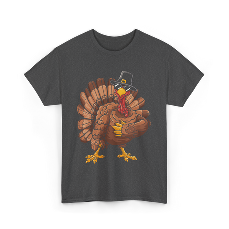 Dabbing Turkey Thanksgiving Turkey T-Shirt - Dark Heather