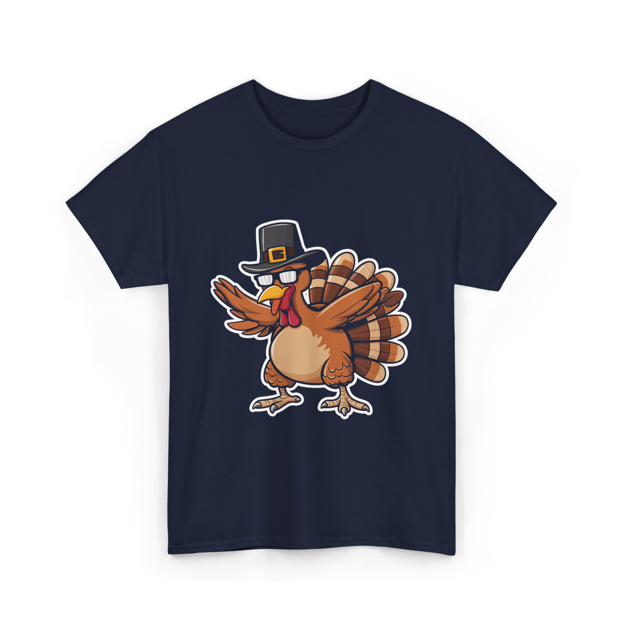 Dabbing Turkey Thanksgiving Turkey T-Shirt - Navy