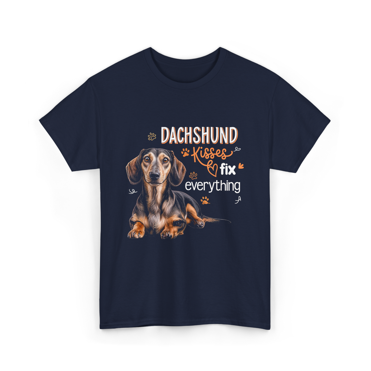 Dachshund Kisses Dog T-Shirt - Navy