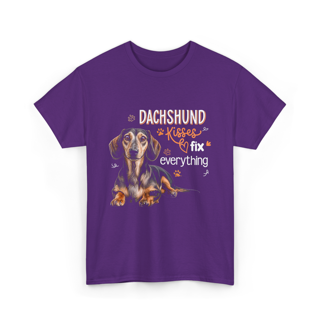 Dachshund Kisses Dog T-Shirt - Purple