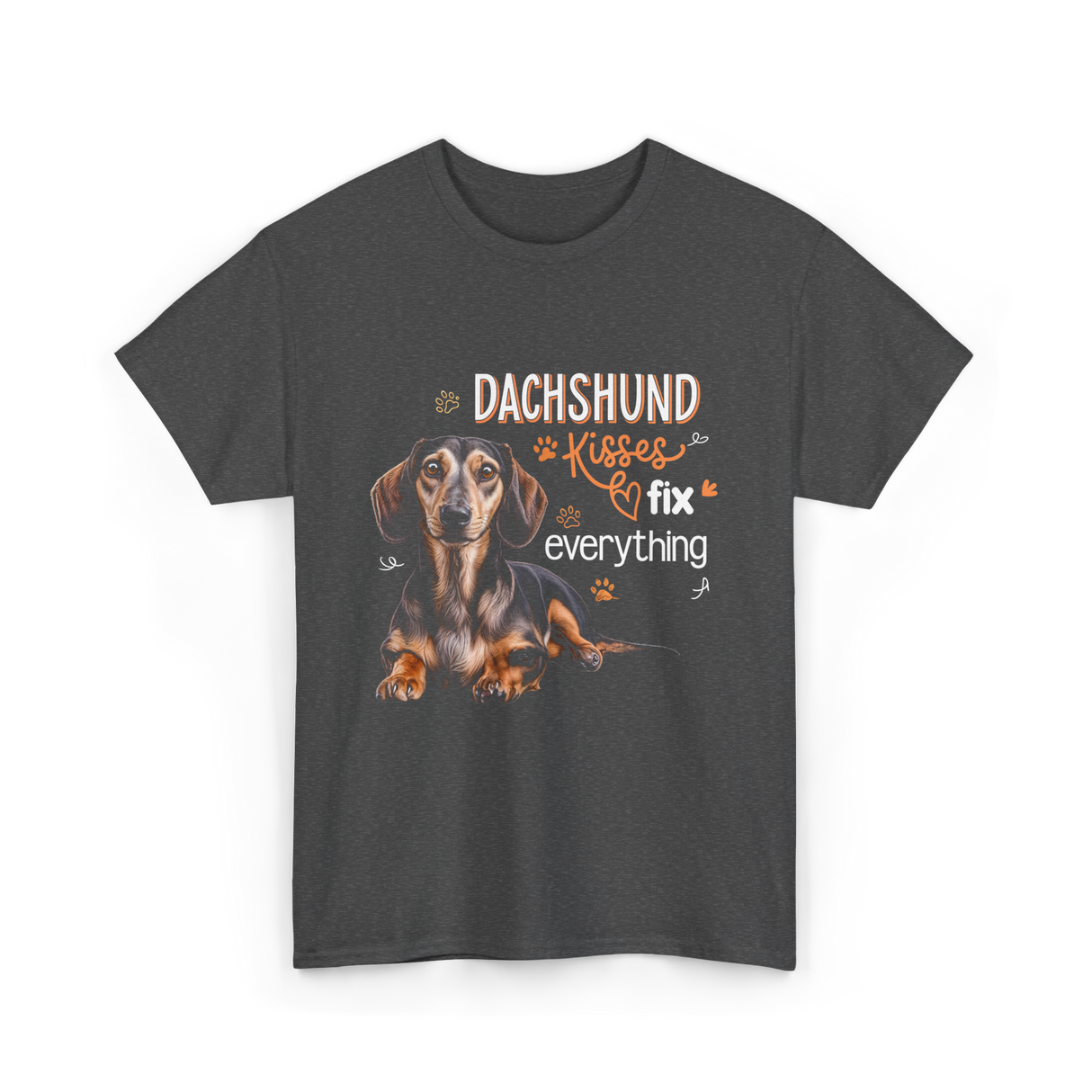Dachshund Kisses Dog T-Shirt - Dark Heather