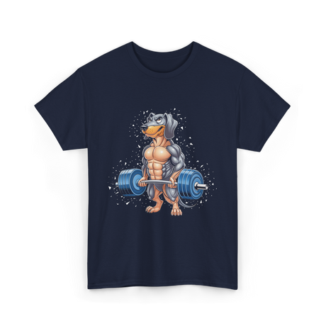 Dachshund Weightlifting Fitness Gym T-Shirt - Navy