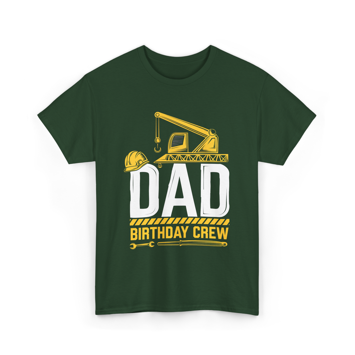 Dad Birthday Crew Construction T-Shirt - Forest Green