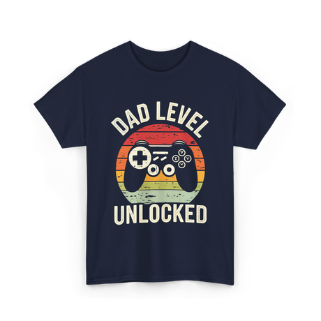 Dad Level Unlocked Gaming T-Shirt - Navy