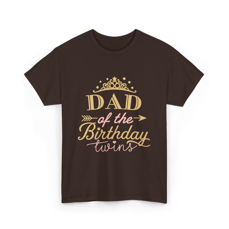 Dad of the Birthday Twins Party T-Shirt - Dark Chocolate